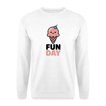 Fun Day Eiscreme Logo - Unisex Pullover - Weiß - Vorne - Alina (178cm) & Michal (187cm)