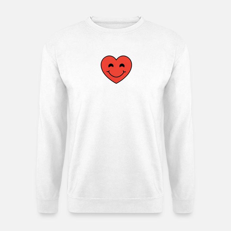 Lächelndes Herz-Emblem - Unisex Pullover - Weiß