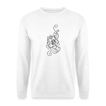 Large blossom with tribal ornament, feminine - Unisex Sweatshirt - white - Front
