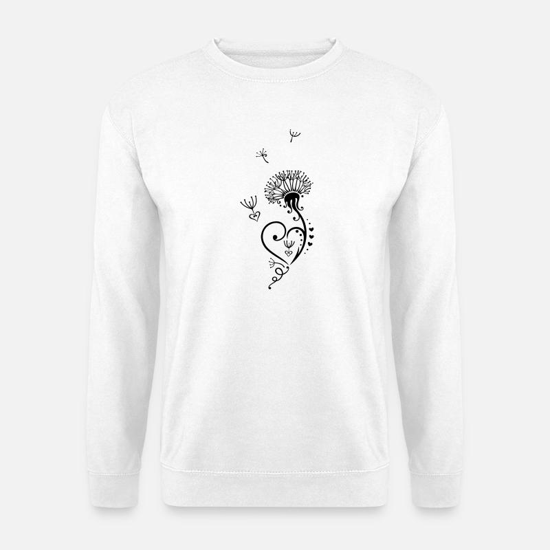 Dandelion with hearts in Tribal-, Tattoo Style. - Unisex Sweatshirt - white