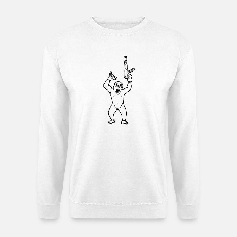 Schimpansen-Maschinengewehr - Unisex Pullover - Weiß