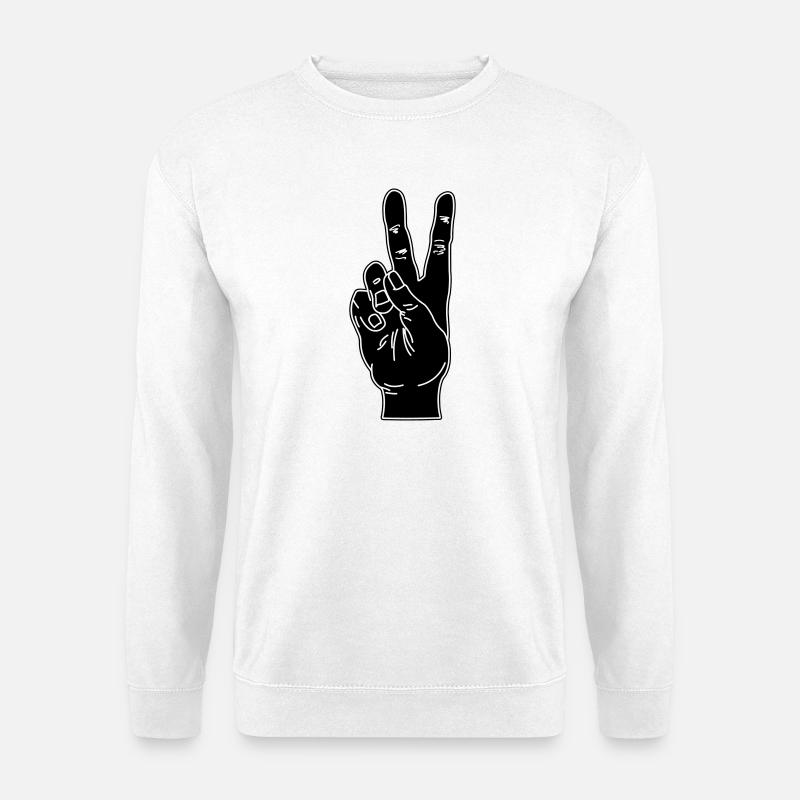 Black hand gesture peace - Unisex Sweatshirt - white