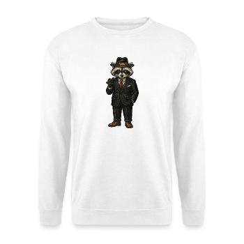 Élégant chef de la mafia raton laveur en costume avec un chapeau - Sweat-shirt Unisexe - blanc - Devant