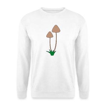 Minimalistische Pilzbotanische Illustration - Unisex Pullover - Weiß - Vorne