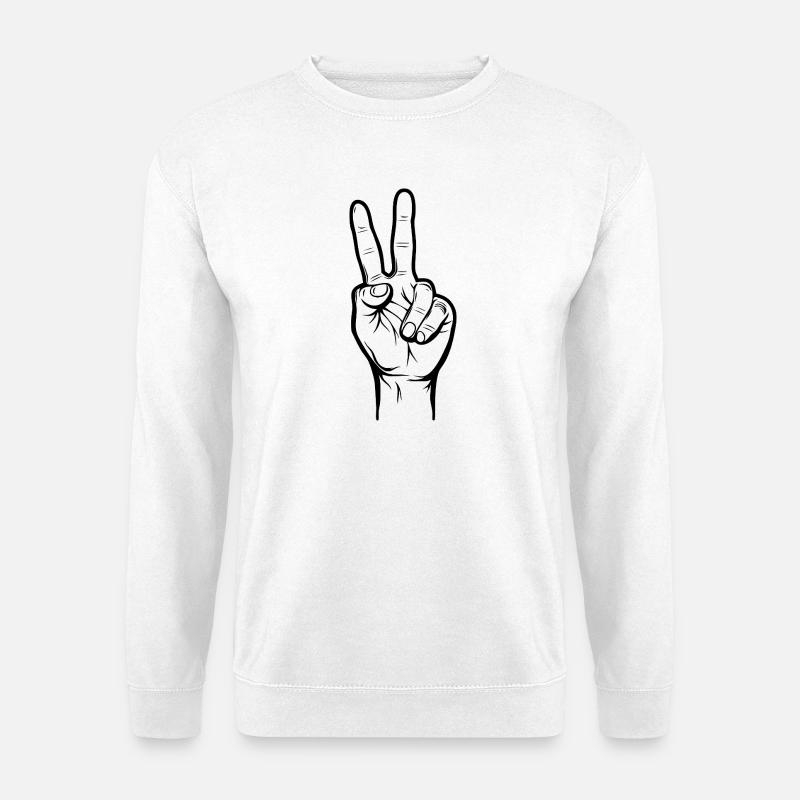 Peacezeichen Hand - Unisex Pullover - Weiß