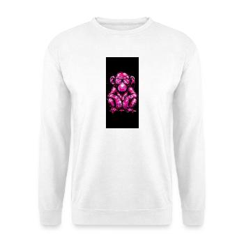 Rosa Graffiti-Affe mit Brille - Unisex Pullover - Weiß - Vorne