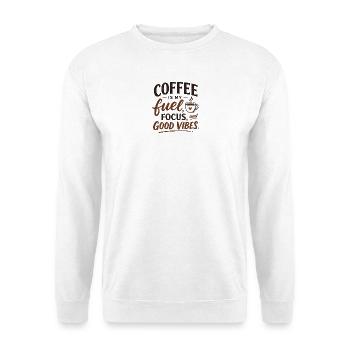 Kaffee an. Fokus an. - Unisex Pullover - Weiß - Vorne - Alina (178cm) & Michal (187cm)