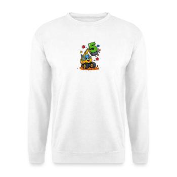 Bagger 5 Geburtstag Motiv - Unisex Pullover - Weiß - Vorne - Alina (178cm) & Michal (187cm)