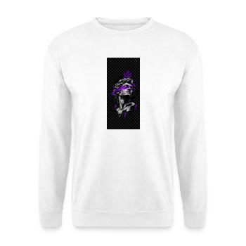 Neonkrone auf der Büste - Unisex Pullover - Weiß - Vorne - Alina (178cm) & Michal (187cm)