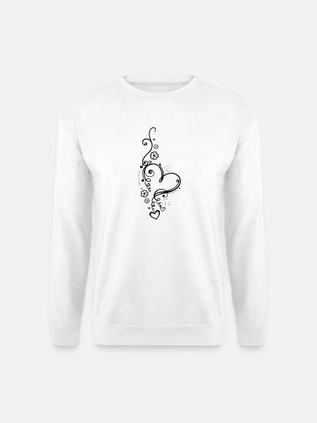 Corazón grande con pequeños corazones y flores - Sudadera unisex - blanco