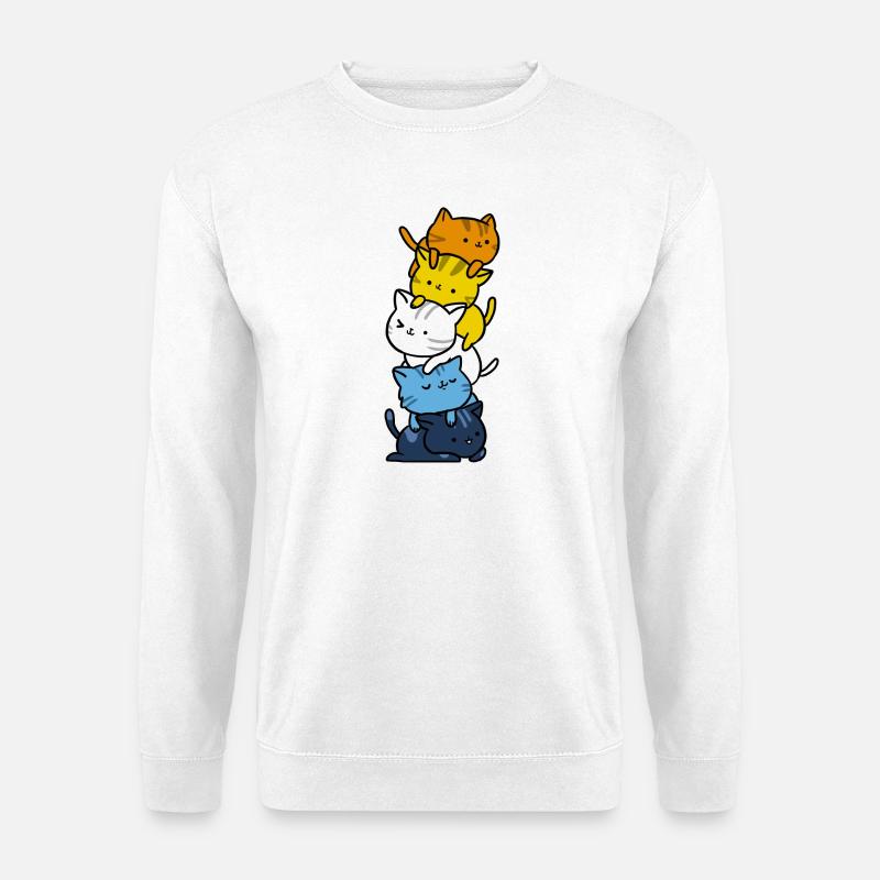 Kawaii Katzen- Aroace Pride Flagge - Unisex Pullover - Weiß