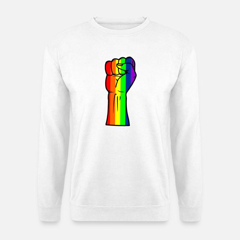 Regenbogen-Handfaust - Unisex Pullover - Weiß