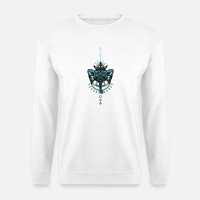 Dekorativer Elefant mit Krone. - Unisex Pullover - Weiß