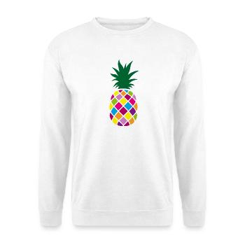 Ananas bunt Sommer Party exotisch Urlaub Fun Farbe - Unisex Pullover - Weiß - Vorne