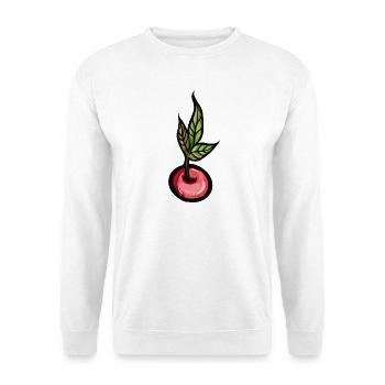 Kirschblatt-Aquarell - Unisex Pullover - Weiß - Vorne - Alina (178cm) & Michal (187cm)