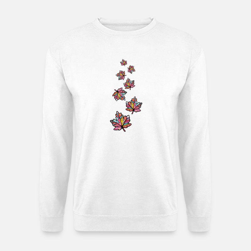 Ahorn Blatt Bunt Herbst - Unisex Pullover - Weiß