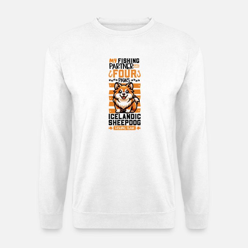 Angeln und Islandhund - Unisex Pullover - Weiß