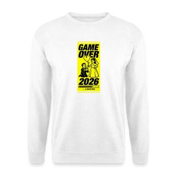 Game Over Hochzeit 2026 Gelb - Unisex Pullover - Weiß - Vorne - Alina (178cm) & Michal (187cm)