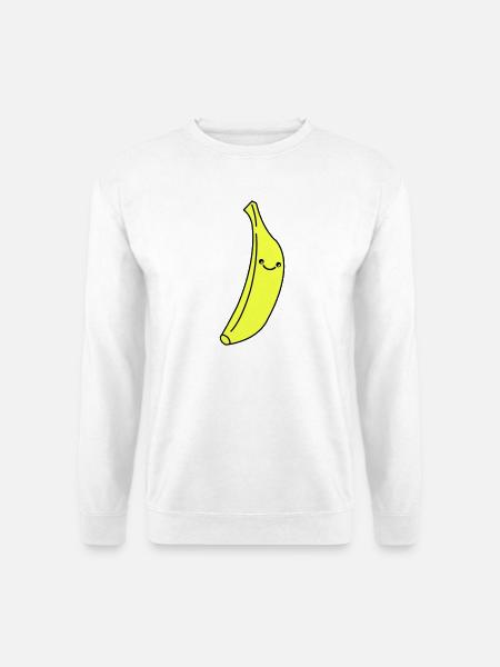Kawaii Banane im Neon Gelb - Unisex Pullover - Weiß