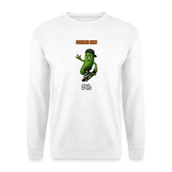 Gurken Rider Skateboard Grafik - Unisex Pullover - Weiß - Vorne - Alina (178cm) & Michal (187cm)