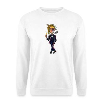 Surreales Dapper-Porträt - Unisex Pullover - Weiß - Vorne - Alina (178cm) & Michal (187cm)