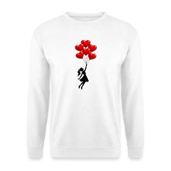 Flying Girl - Unisex Pullover - Weiß - Vorne - Alina (178cm) & Michal (187cm)