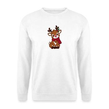 Süßes Weihnachtsrentier – Rentier Weihnachten - Unisex Pullover - Weiß - Vorne - Alina (178cm) & Michal (187cm)