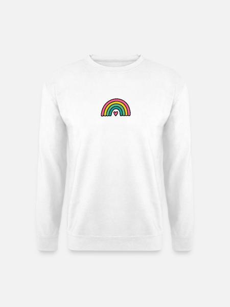 Pastell Regenbogen Herz - Unisex Pullover - Weiß