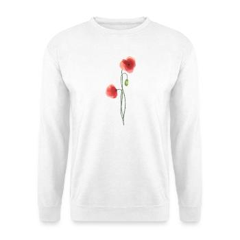 Blume: roter Mohn - Unisex Pullover - Weiß - Vorne