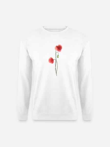 Flower: red poppy - Unisex Sweatshirt - white