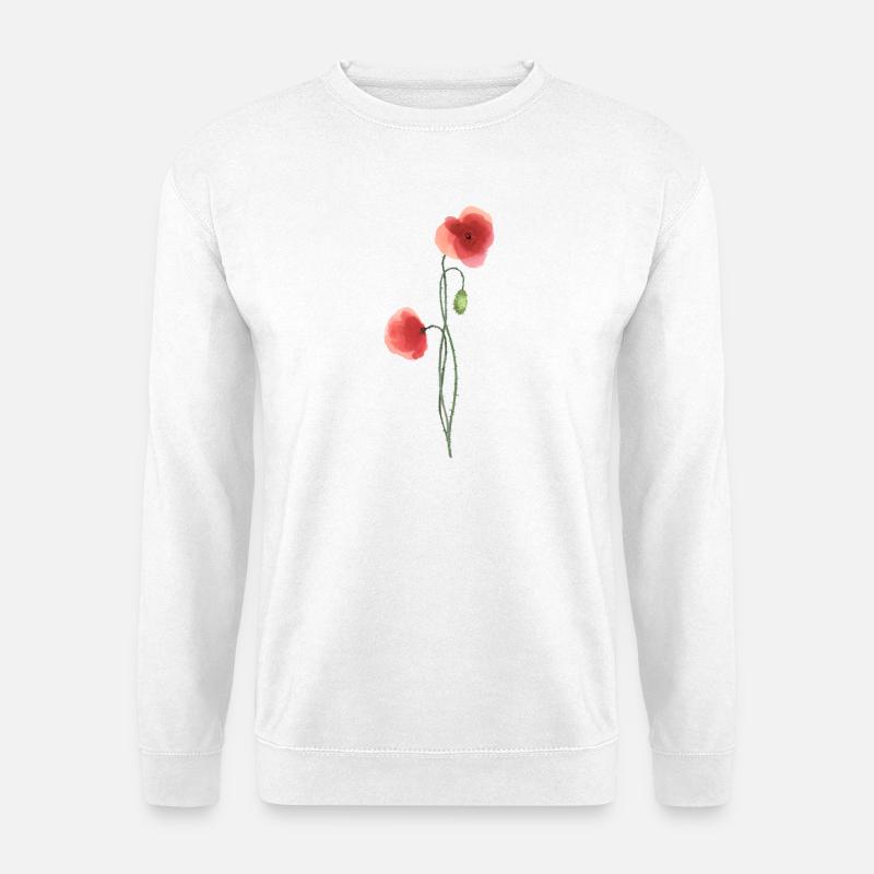 Flower: red poppy - Unisex Sweatshirt - white