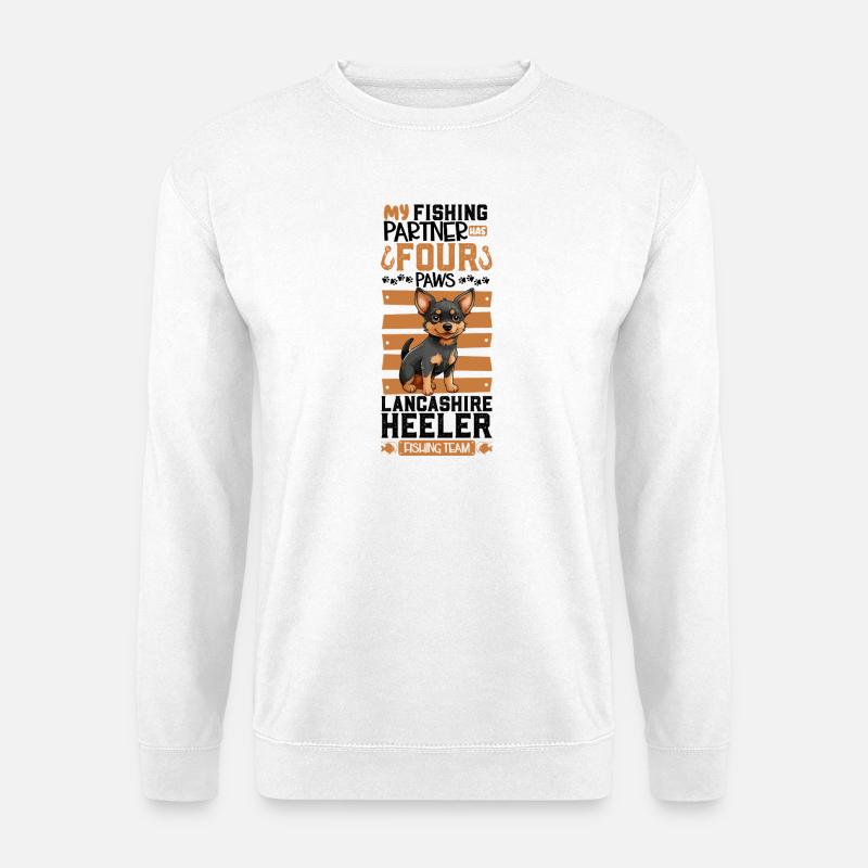 Angeln und Lancashire Heeler - Unisex Pullover - Weiß