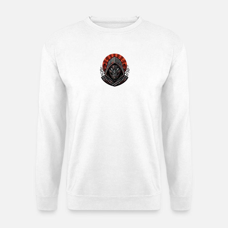 Oni Dämon Maske | Japanischer Samurai Krieger - Unisex Pullover - Weiß