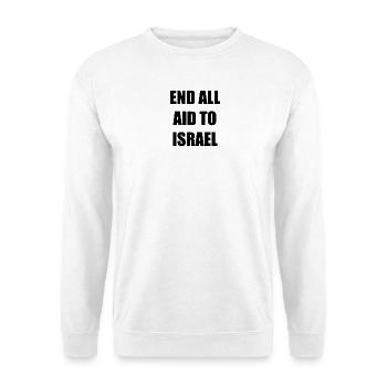 END ALL AID TO ISRAEL - Unisex Pullover - Weiß - Vorne - Alina (178cm) & Michal (187cm)