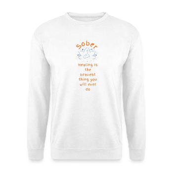 Tapferer Nüchternheits-Heil-Lotus - Unisex Pullover - Weiß - Vorne - Alina (178cm) & Michal (187cm)