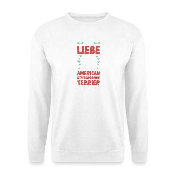Ich liebe meinen Staffordshire Terrier - Unisex Pullover - Weiß - Vorne - Alina (178cm) & Michal (187cm)
