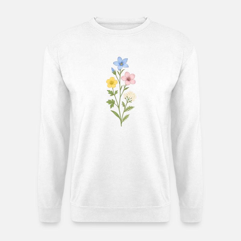 Aquarellwildblumen Trio - Unisex Pullover - Weiß