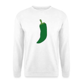 Grüne Chili Silhouette - Unisex Pullover - Weiß - Vorne - Alina (178cm) & Michal (187cm)