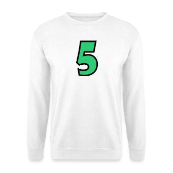 5. JUBILÄUM. 5 JAHRE. 5. JUBILÄUM - Unisex Pullover - Weiß - Vorne - Alina (178cm) & Michal (187cm)