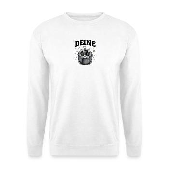 Industrieller Sechskantnut mit Sternen - Unisex Pullover - Weiß - Vorne - Alina (178cm) & Michal (187cm)