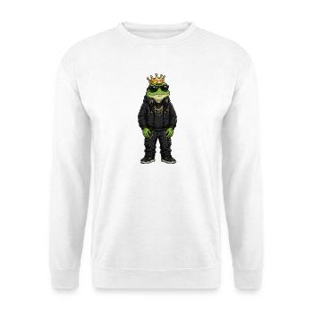 Froschkönig Streetwear-Krone - Unisex Pullover - Weiß - Vorne - Alina (178cm) & Michal (187cm)