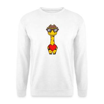 Girafe avec lunettes de soleil et cœur - Sweat-shirt Unisexe - blanc - Devant