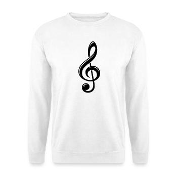 Violinschlüssel Notenschlüssel Schwarz Symbol - Unisex Pullover - Weiß - Vorne - Alina (178cm) & Michal (187cm)