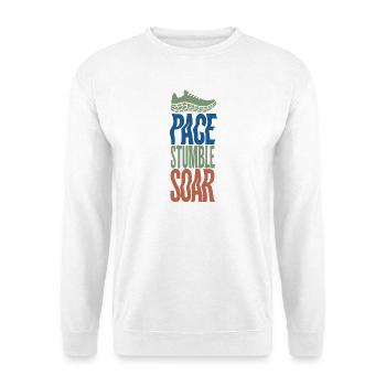 Pace Stumble Soar – Motiviertes Rennen - Unisex Pullover - Weiß - Vorne - Alina (178cm) & Michal (187cm)