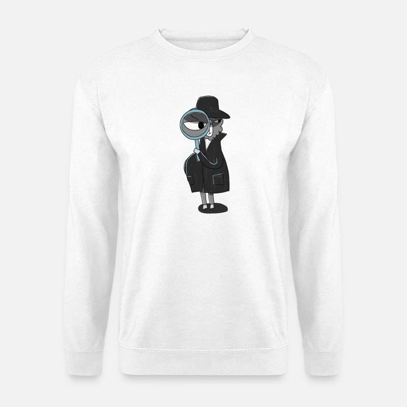 Lama-Detektiv mit Lupe - Unisex Pullover - Weiß