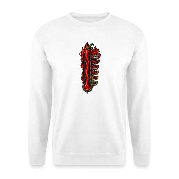 Brennende Chili Hitze Skala - Unisex Pullover - Weiß - Vorne - Alina (178cm) & Michal (187cm)