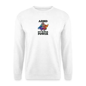 ADHD Super Power | SuperApe - Unisex Pullover - Weiß - Vorne - Alina (178cm) & Michal (187cm)