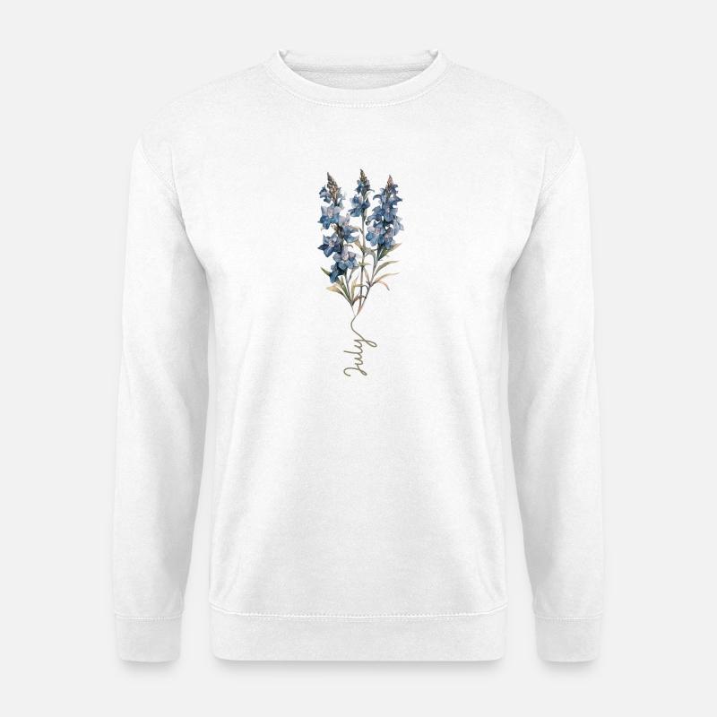 Blaues und weißes Blumendesign - Unisex Pullover - Weiß