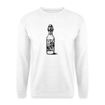 Gezeichnete Bierflasche mit Etikett - Unisex Pullover - Weiß - Vorne