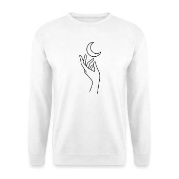 Hand with Moon Sketch – Mystical Motif - Unisex Sweatshirt - white - Front
